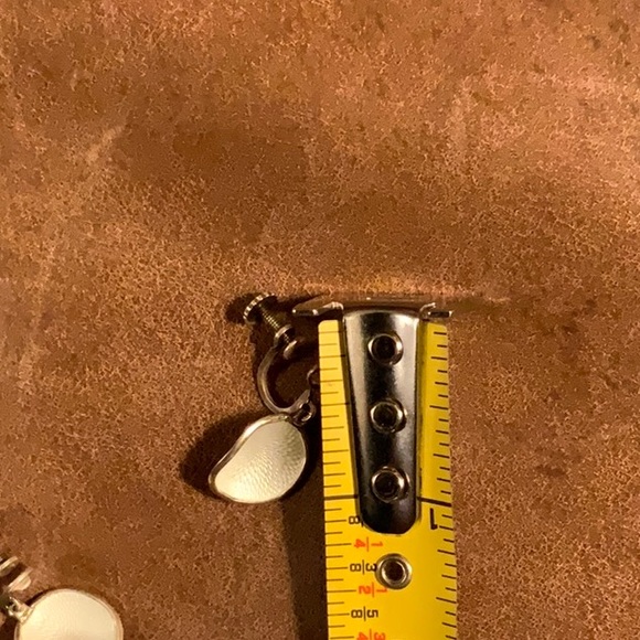 Ivan Holth Sterling Norway White Enamel Guilloche Screw Back Earrings Vintage - Picture 10 of 10